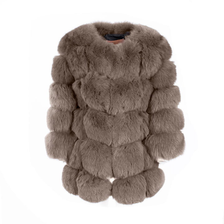 Classic Kaki Fox Fur Jacket