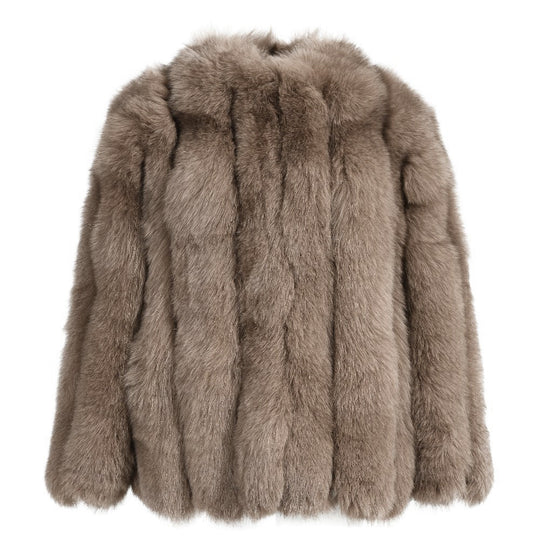 Reine Kaki Fox Fur Jacket